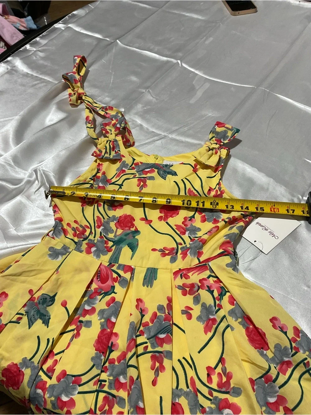 Lavish Yellow Floral Dress with Red and Green Accents